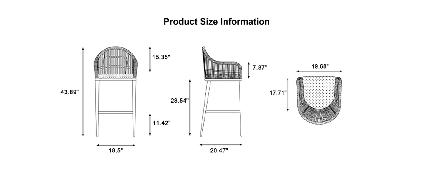 Purpleleaf, bar stools counter stools, set of 2, size