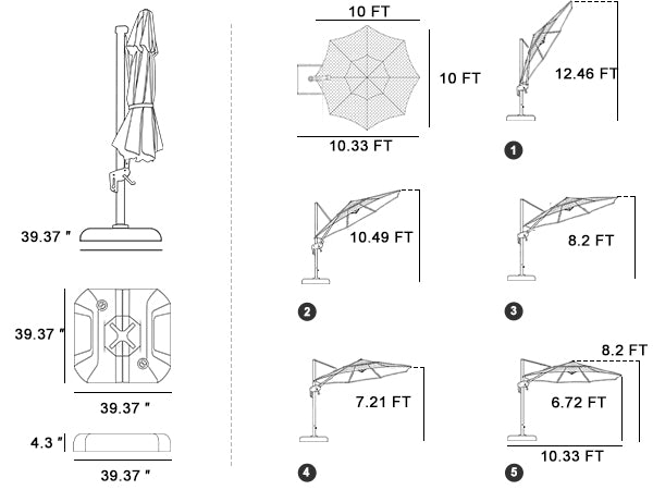 PURPLE-LEAF-10ft-patio-umbrella-product-size-imformation
