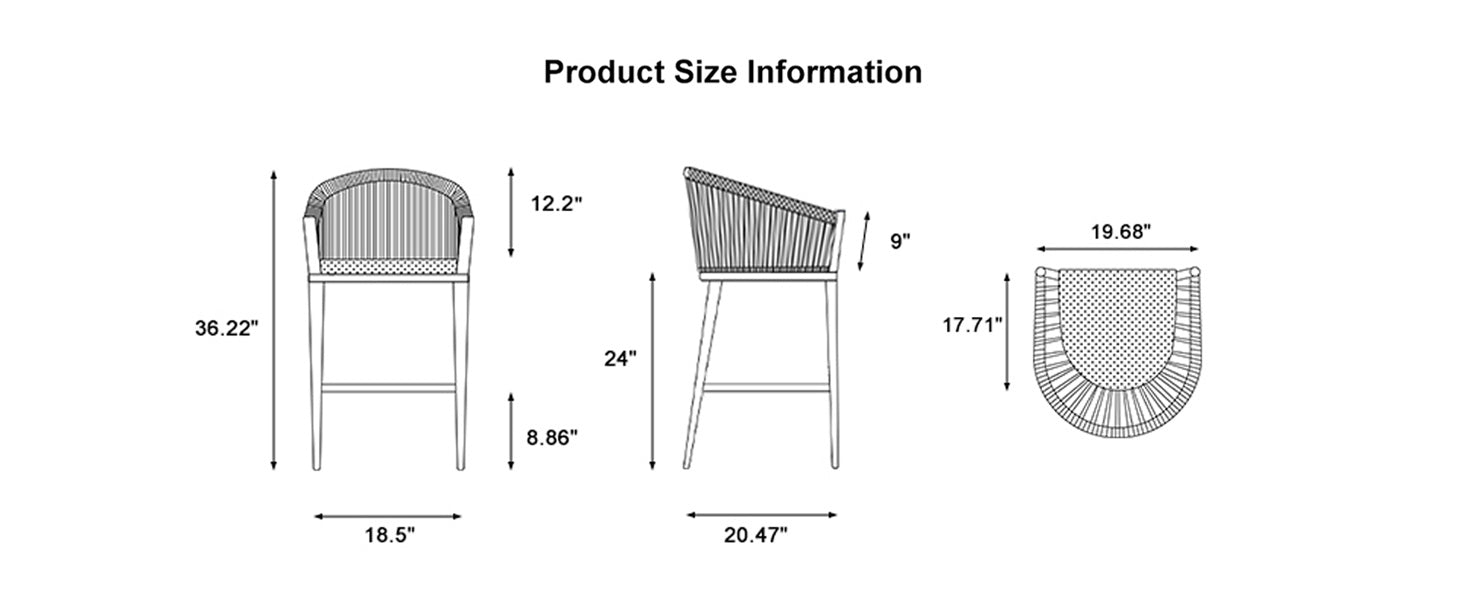 Bar chair product parameters chart, there are two kinds of height for you to choose