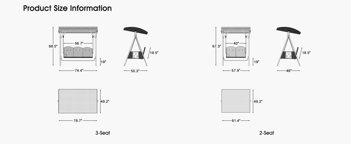 Dimensions of the Purple Leaf swing.