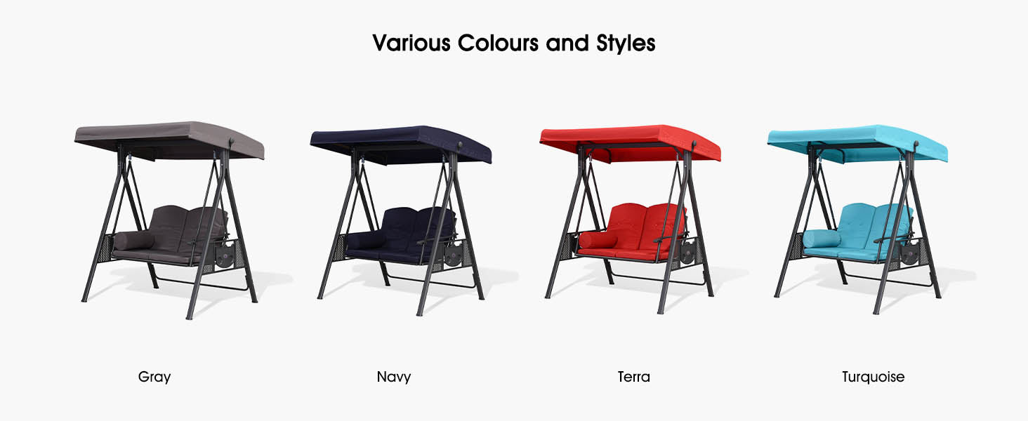 Product color selection map, gray, lake blue, dark blue, red