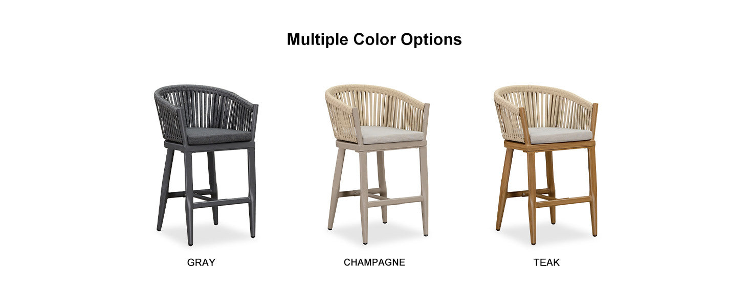 There are three colors of the bar chair, senior champagne color, full of texture of gray, simple atmosphere teak color