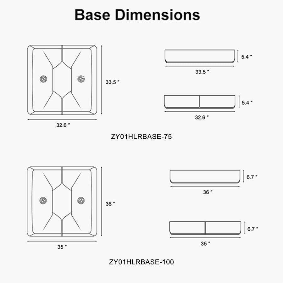 PURPLE LEAF Patio Umbrella Base, ZY01HLRBASE-100 Base Dimension.