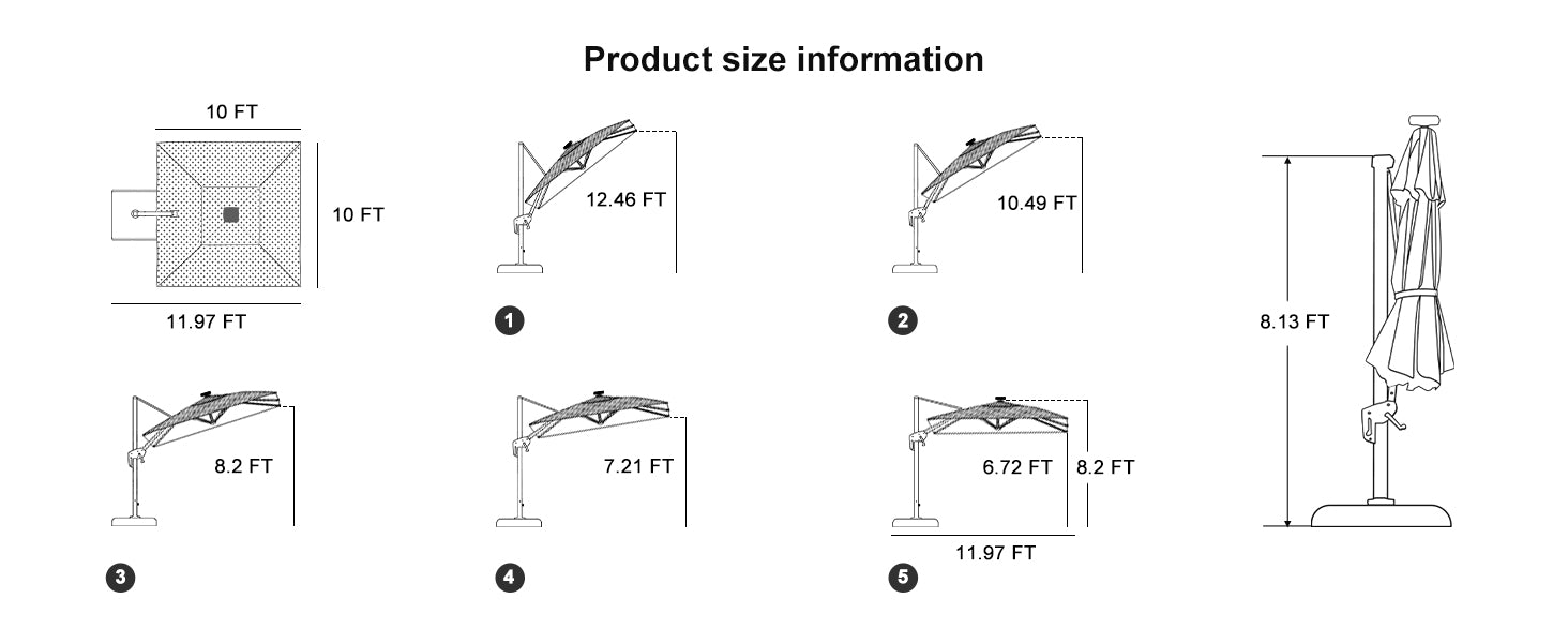 Introducing the various height sizes of this patio light umbrellas