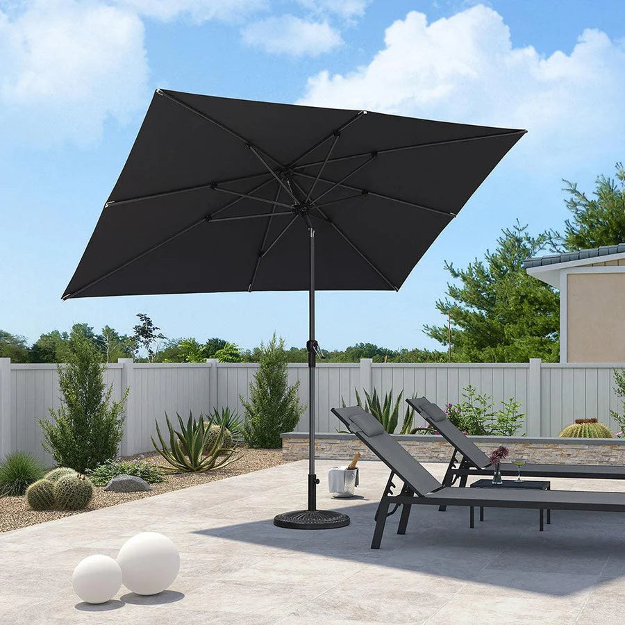 PURPLE LEAF Crank and Tilt Table Umbrella Outdoor Patio Market Umbrella with Visible Hand Crank System
