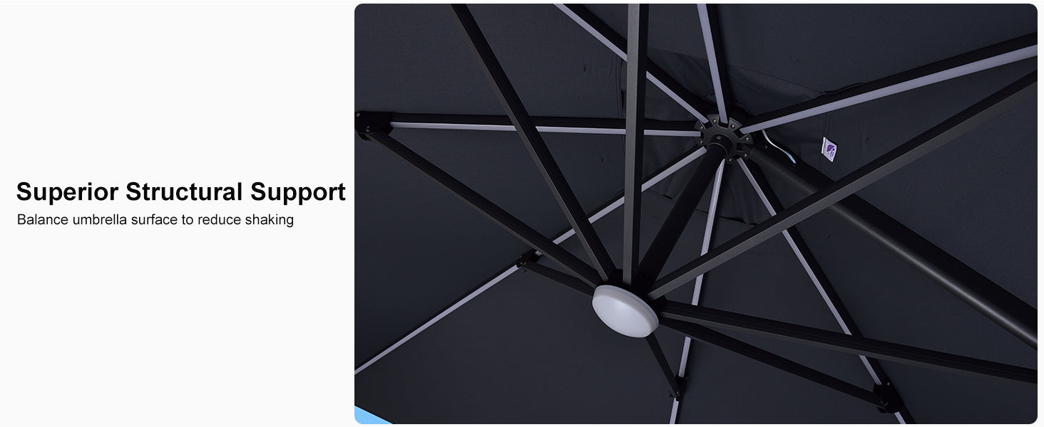 The umbrella frame is made of heavy-duty aluminum and is very sturdy.