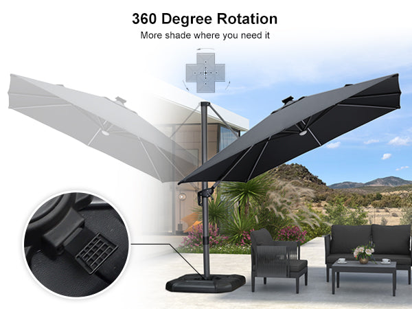 PURPLE-LEAF-Large-Patio-Umbrella-This LED bulb umbrella can easily rotate 360 degrees