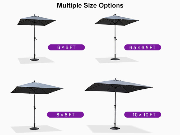 PURPLE LEAF Aluminum Outdoor Market Umbrella Patio Table Umbrella Square Options