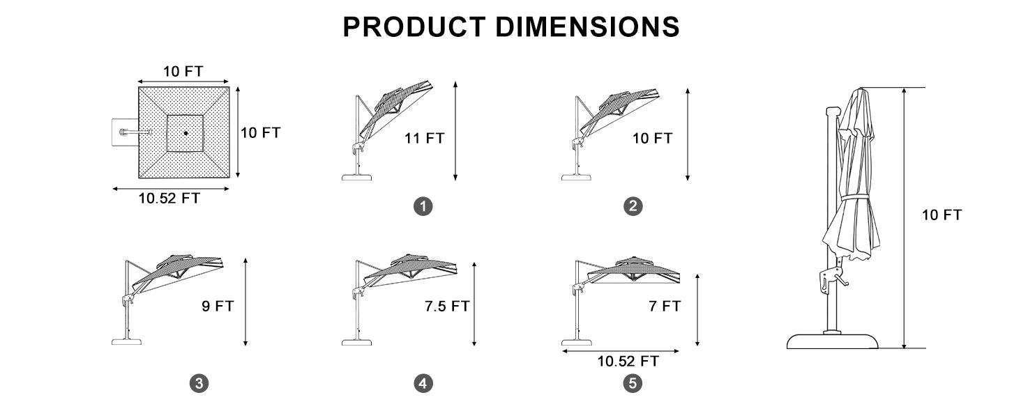 PURPLE LEAF Olefin Umbrella Product Dimensions 10x10