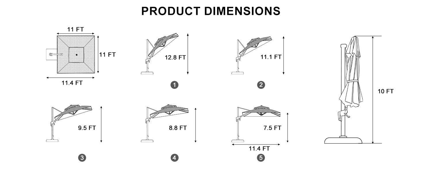 PURPLE LEAF Olefin Umbrella Product Dimensions 11x11