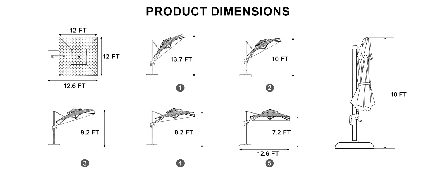 PURPLE LEAF Olefin Umbrella Product Dimensions 12x12