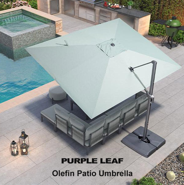 PURPLE LEAF Economical Square Outdoor Umbrella Olefin Rectangle Patio Umbrella