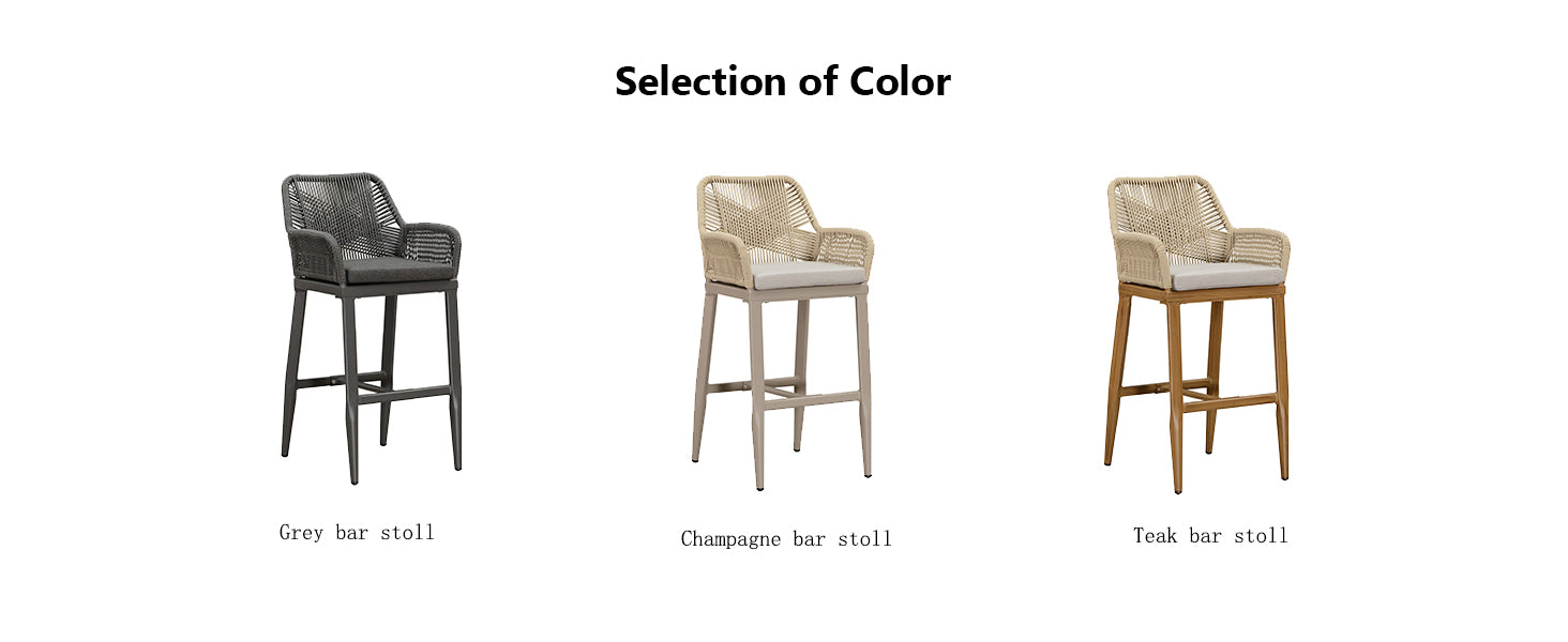 The Purple Leaf bar chair is available in three colors: advanced champagne, stylish gray, and simple teak.