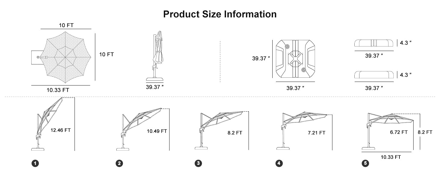 PURPLE-LEAF-10ft-patio-umbrella-product-size-imformation