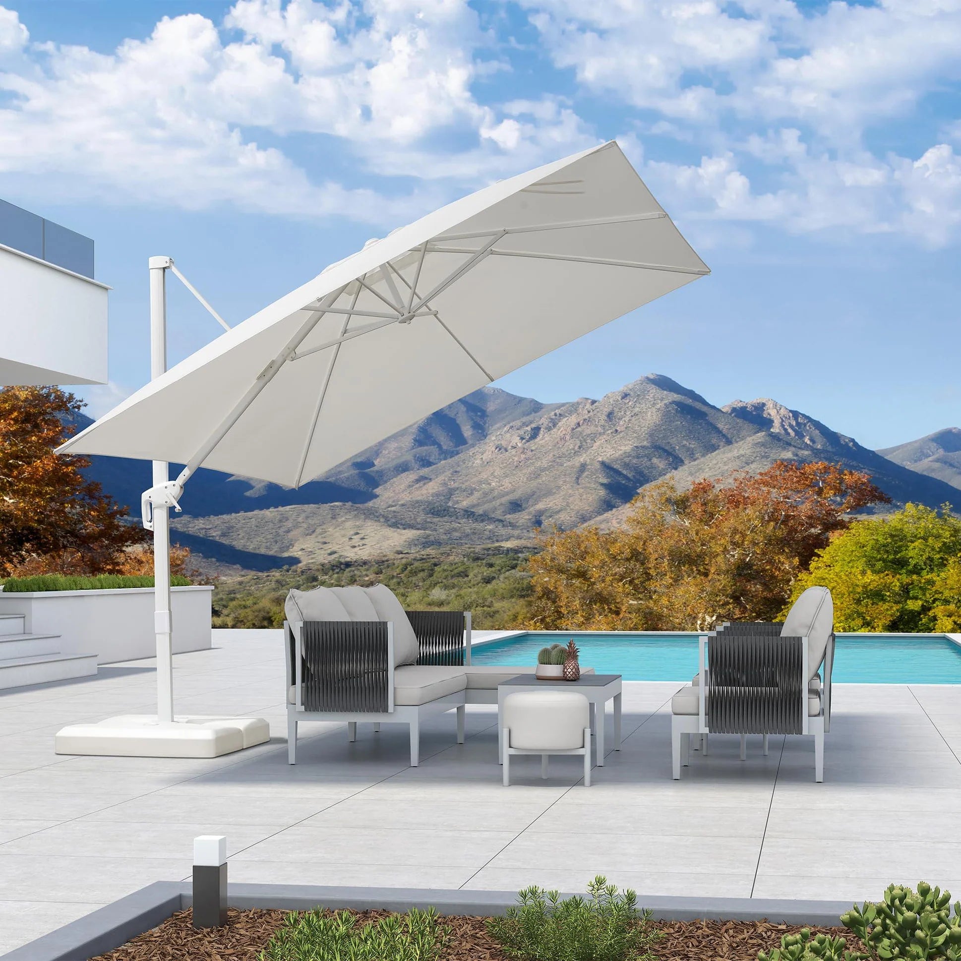 PURPLE LEAF White Outdoor Patio Umbrella
