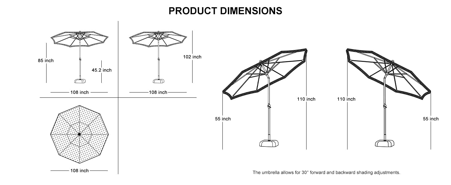 purple leaf  patio-umbrella-dimensions-from-multipal-angle