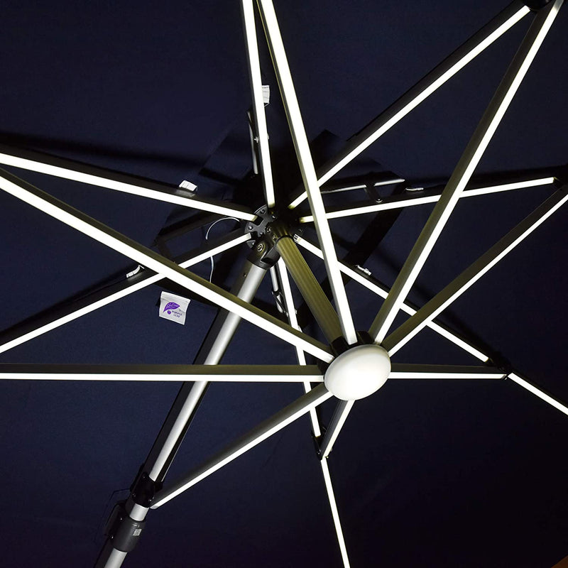 OPEN BOX I PURPLE LEAF 9' X 12' Double Top Deluxe Solar Powered LED Rectangle Patio Umbrella Offset Hanging Umbrella