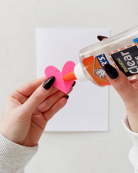 Glue hearts to card for Mother's Day Heart Card