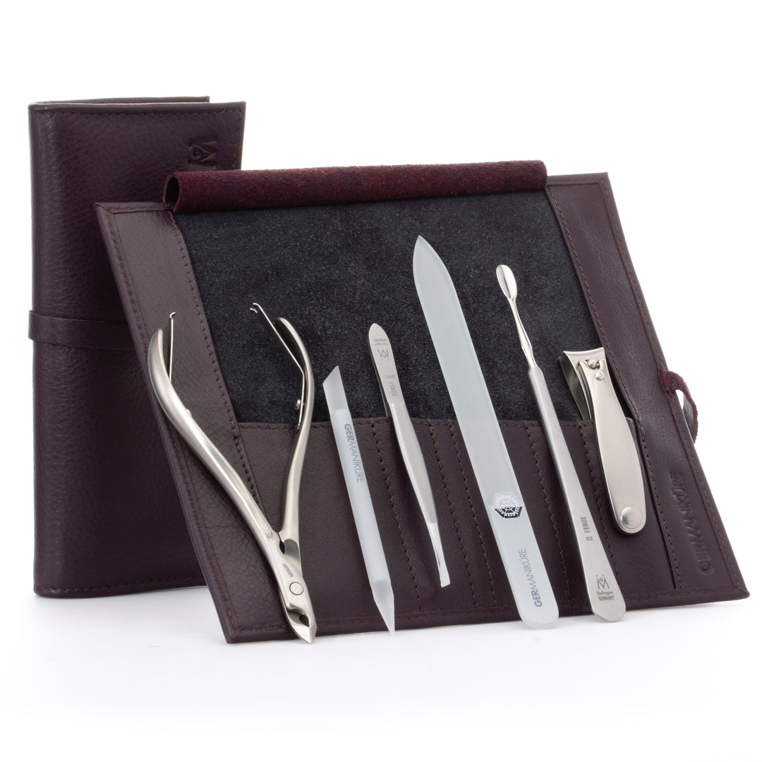 GERMANIKURE Professional Nail Clipper - FINOX Surgical Stainless Steel  Manicure and Pedicure Tools in Leather Case- Ethically Made in Solingen  Germany