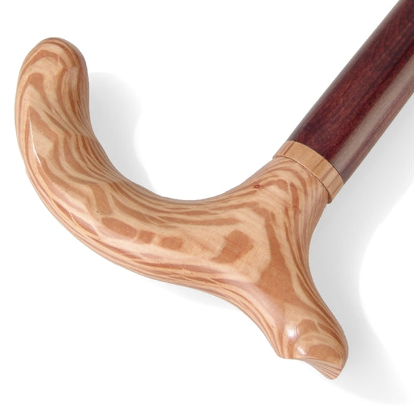 Wooden walking stick made of brown beech wood with round hook grip -  Ossenberg GmbH