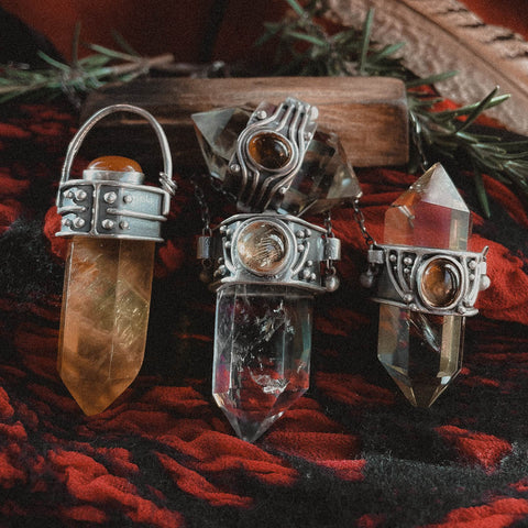 crystal drop necklaces featuring quartz and citrine