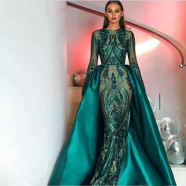 elegant long evening dresses with sleeves