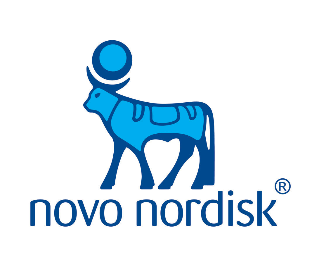 Blue Novo Nordisk corporate logo with reindeer illustration
