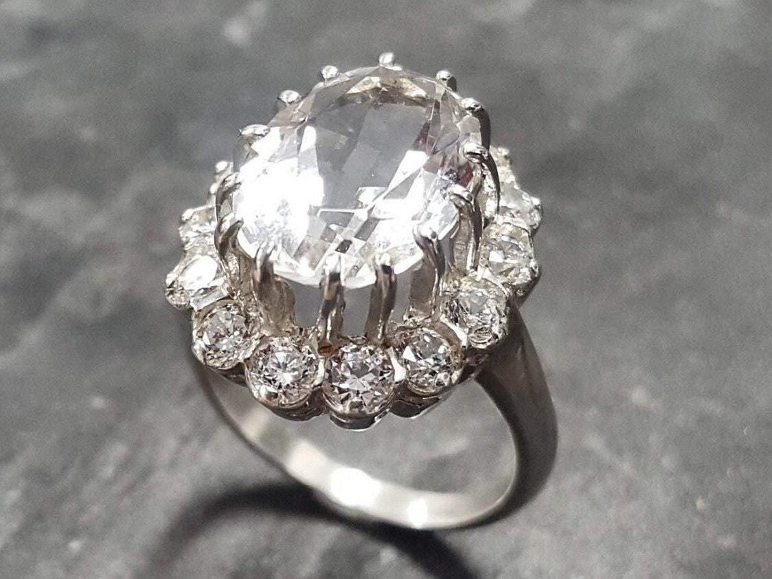 Sterling Silver Modern Moonstone Daisy Ring | Melt Jewellery