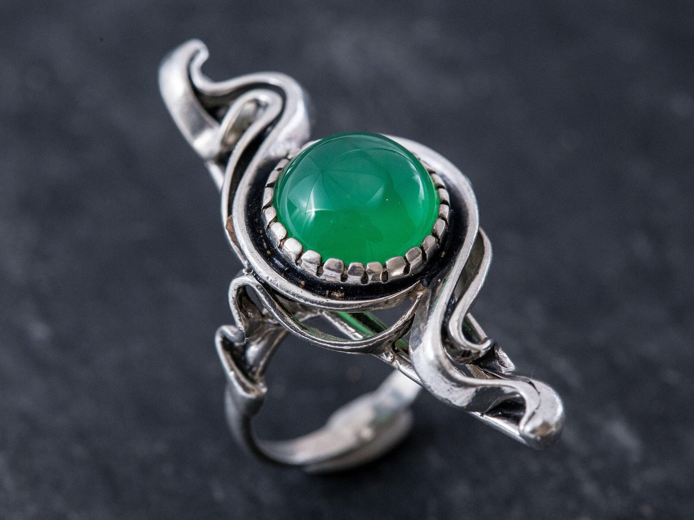 Oval Faceted Emerald Ring May Birthstone Gift Ring 925 Sterling Silver Ring  — Discovered