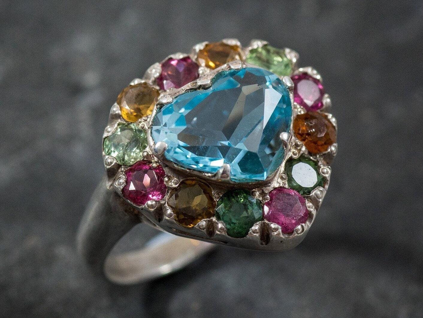 Blue Heart Ring - Natural Blue Topaz, Vintage Love Ring – Adina