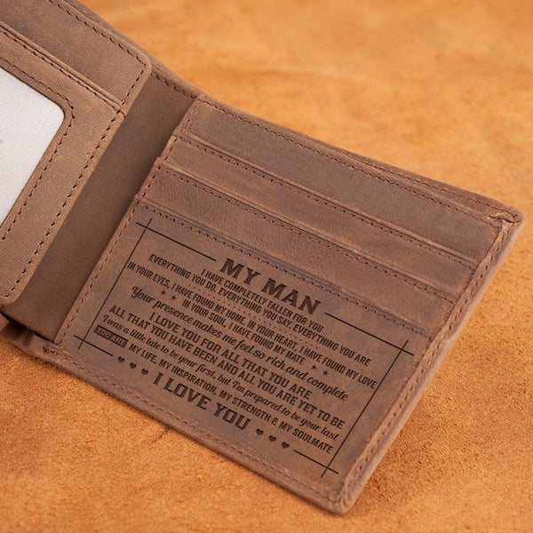 Perfect Gifts For Man Engraved Leather Wallet | Family Gift Love