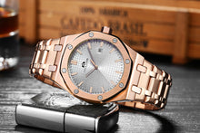 Load image into Gallery viewer, Men Automatic Self Wind Mechanical Stainless Steel Strap Simple Business Blue Rose Gold Yellow Gold Date Watch
