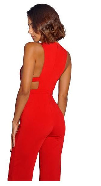 Sexy Red Cutout Jumpsuit