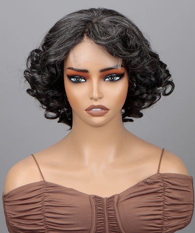 4x4 lace full pepper loose curly wig