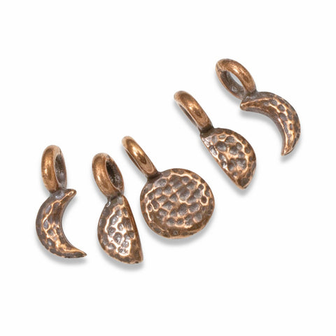 tiny copper phases of the moon charms