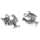 Silver Rooster Charms, Metal Chicken Farm Animal 18x22mm (10 Pieces)