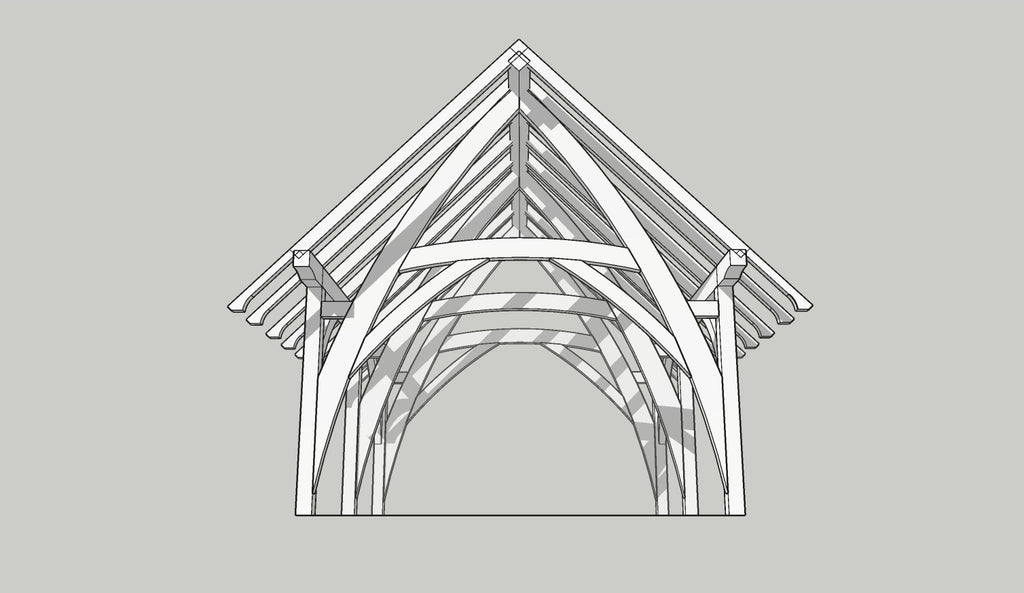 timber frame cruck frame 3d model design