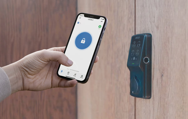 A person using a Lockly App for improved residential security.