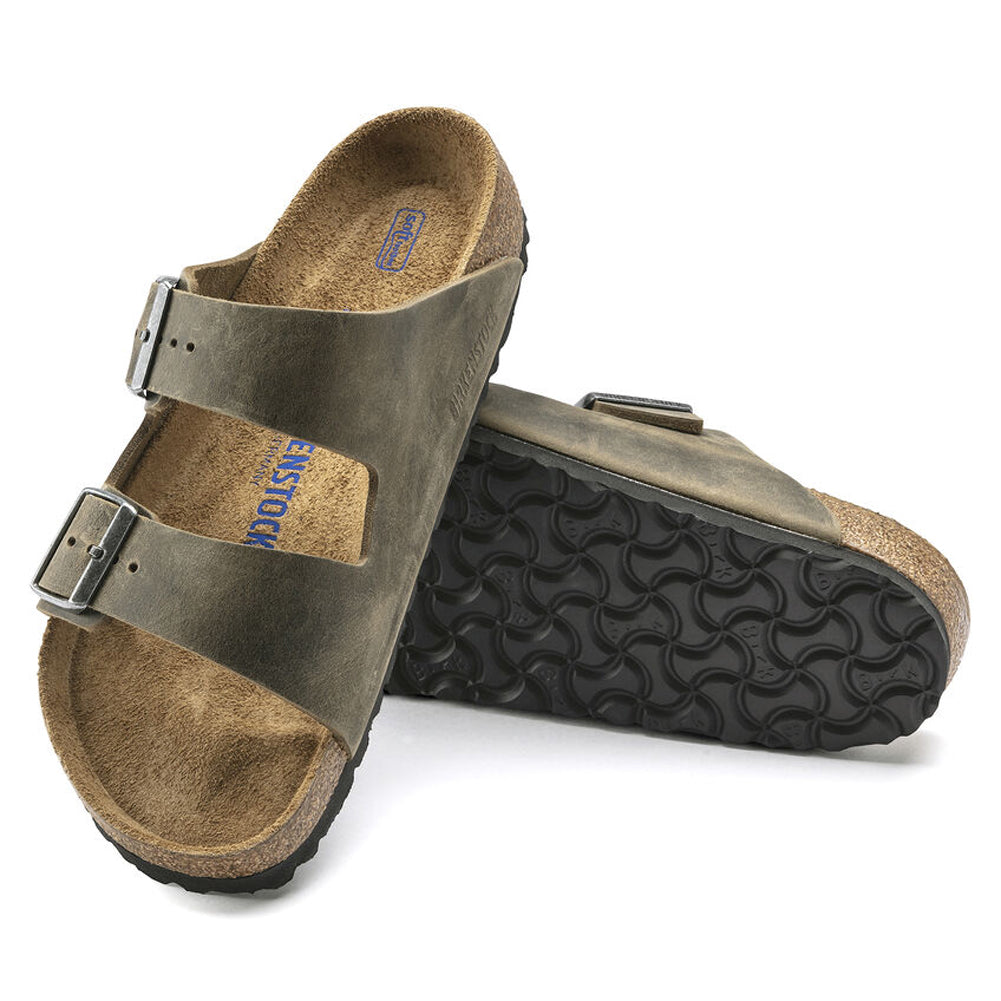 Arizona Soft Footbed in Khaki Oiled Leather Narrow Width by Birkenstock