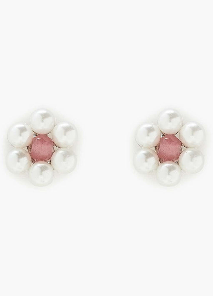 Bitty Pearl Flower Stud in Silver by Pura Vida