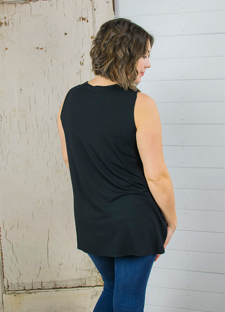 Curved Hem Tank in Black by Picadilly