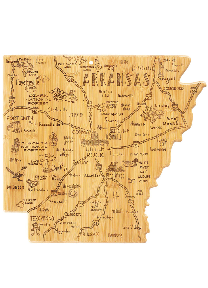 AR State Shaped Serving Cutting Board by Totally Bamboo