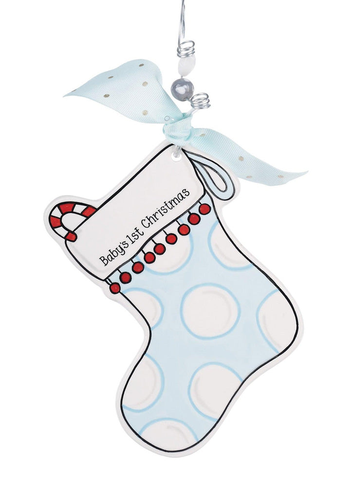 Blue Stocking Flat Ornament by Glory Haus