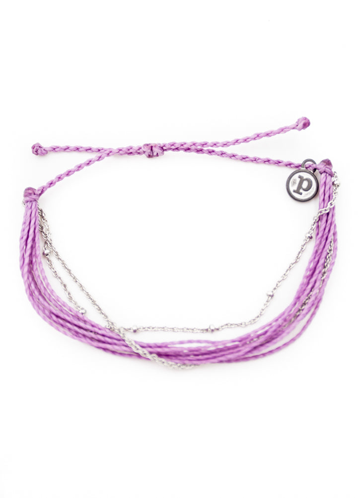 Chain Malibu Silver Bracelet in Light Purple by Pura Vida