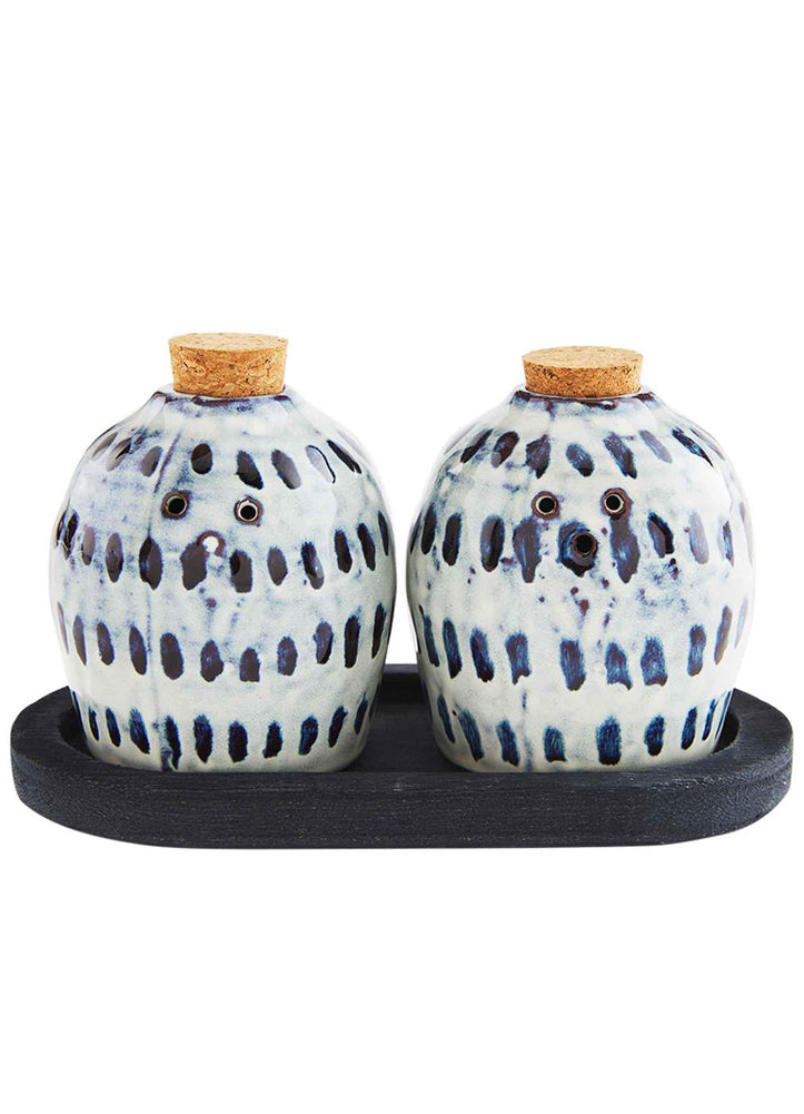 Blk Reactive Salt Pepper Set by Mud Pie