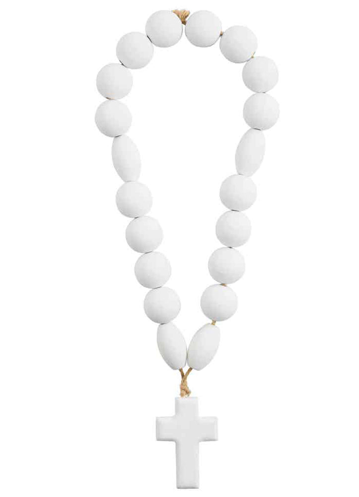 Cross Dec White Beads by Mud Pie