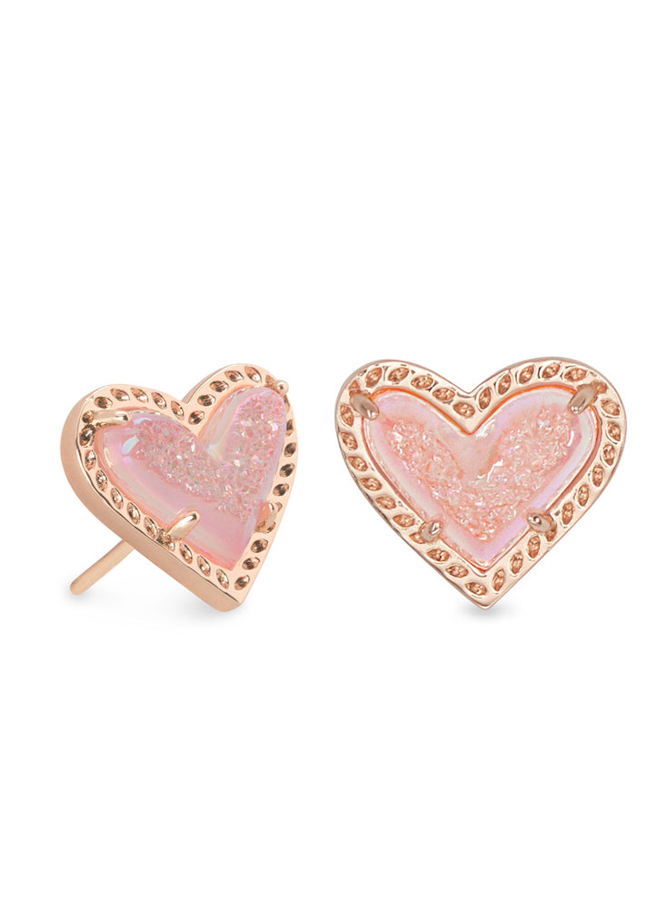 Ari Heart Stud Earring in Light Pink by Kendra Scott