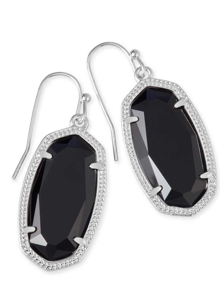 Dani Drop Earring in Rhodium Black by Kendra Scott