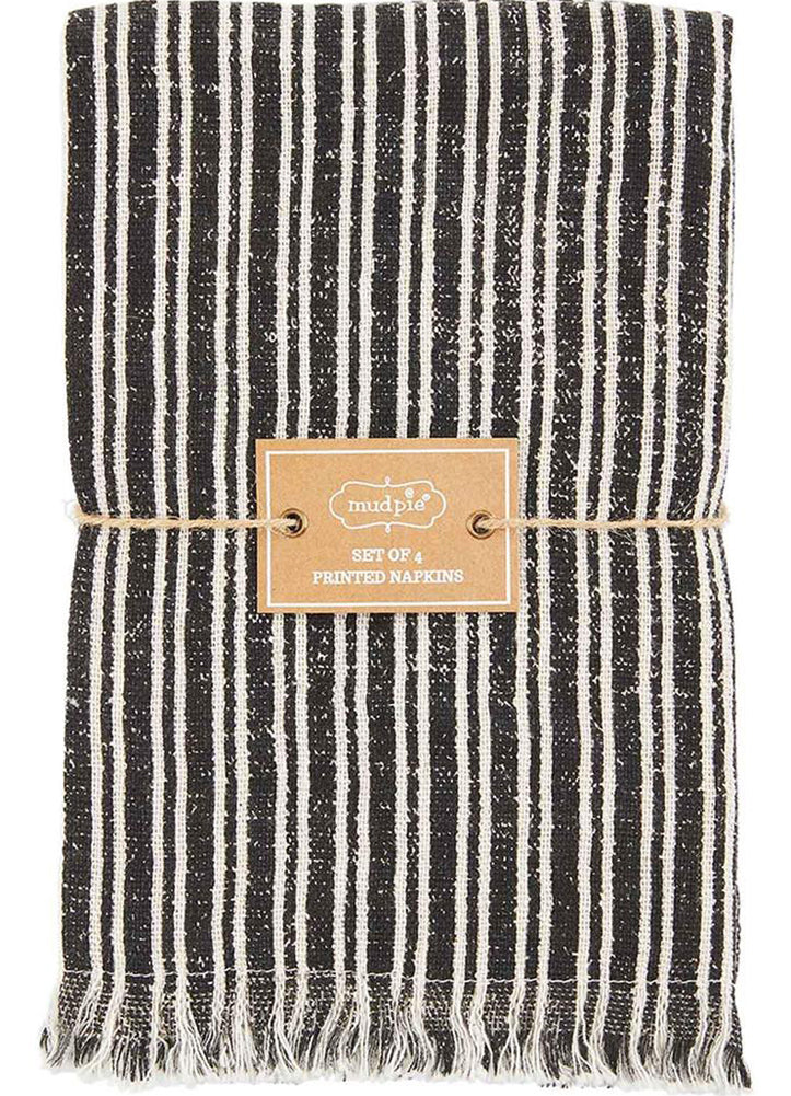 Cotton Black Striped Napkins by Mud Pie