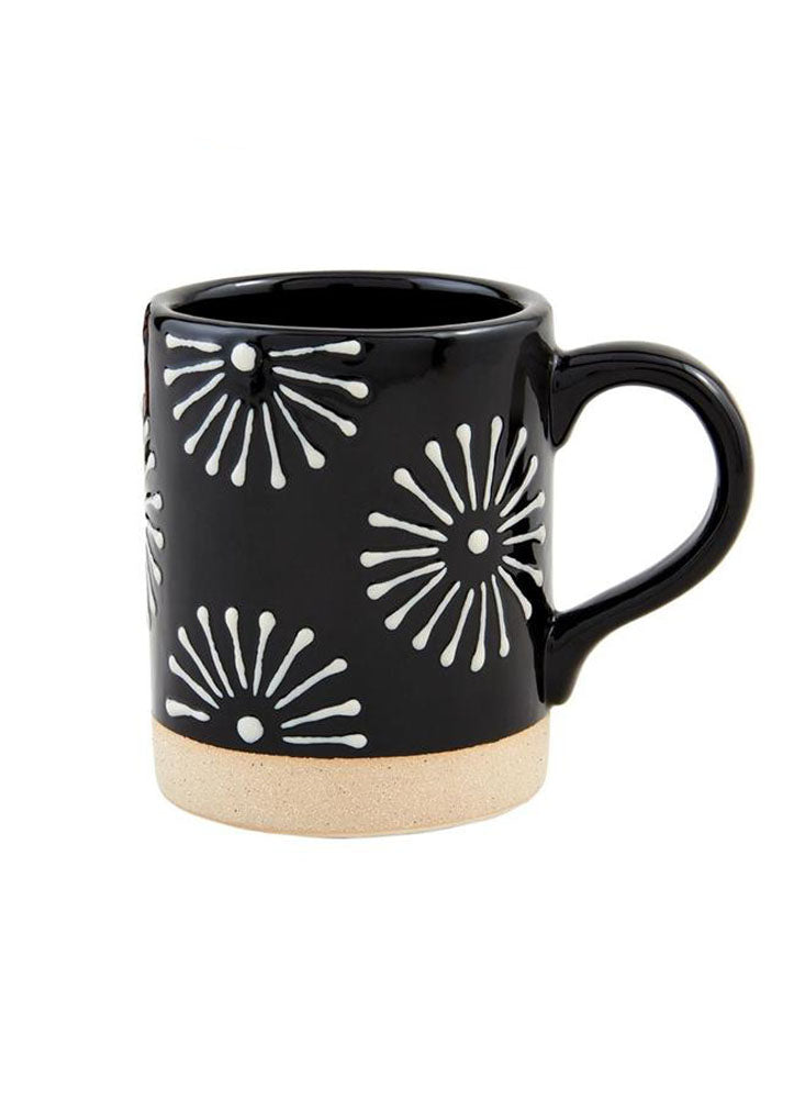 Black Starburst Stoneware Mugs by Mud Pie